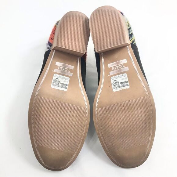 Toms LEILA Chocolate Suede Leather Colorful Textile Zip Back Heeled Ankle Boots - Picture 12 of 13